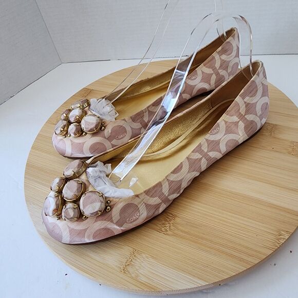 Coach Sonnet Ballet Flats Satin/Polyester Uppers Gold Hardware Rare Vintage Sz10 - Picture 4 of 16